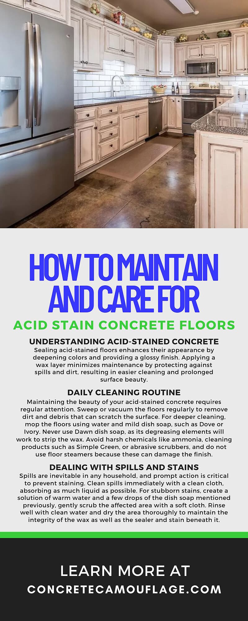 How To Maintain and Care for Acid Stain Concrete Floors